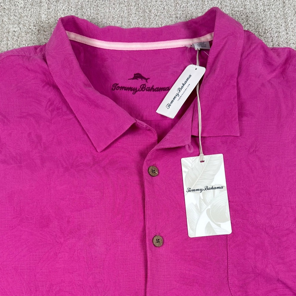 NEW Tommy Bahama Mens 5XLB Pink Silk Tropic Isles BT Jacquard Button Up Shirt